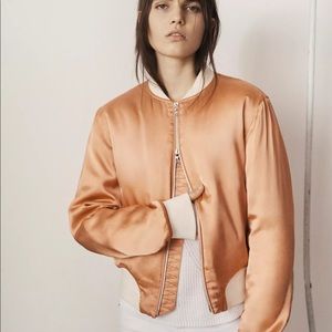 Rag & Bone Orange Sunset Satin Morton Bomber